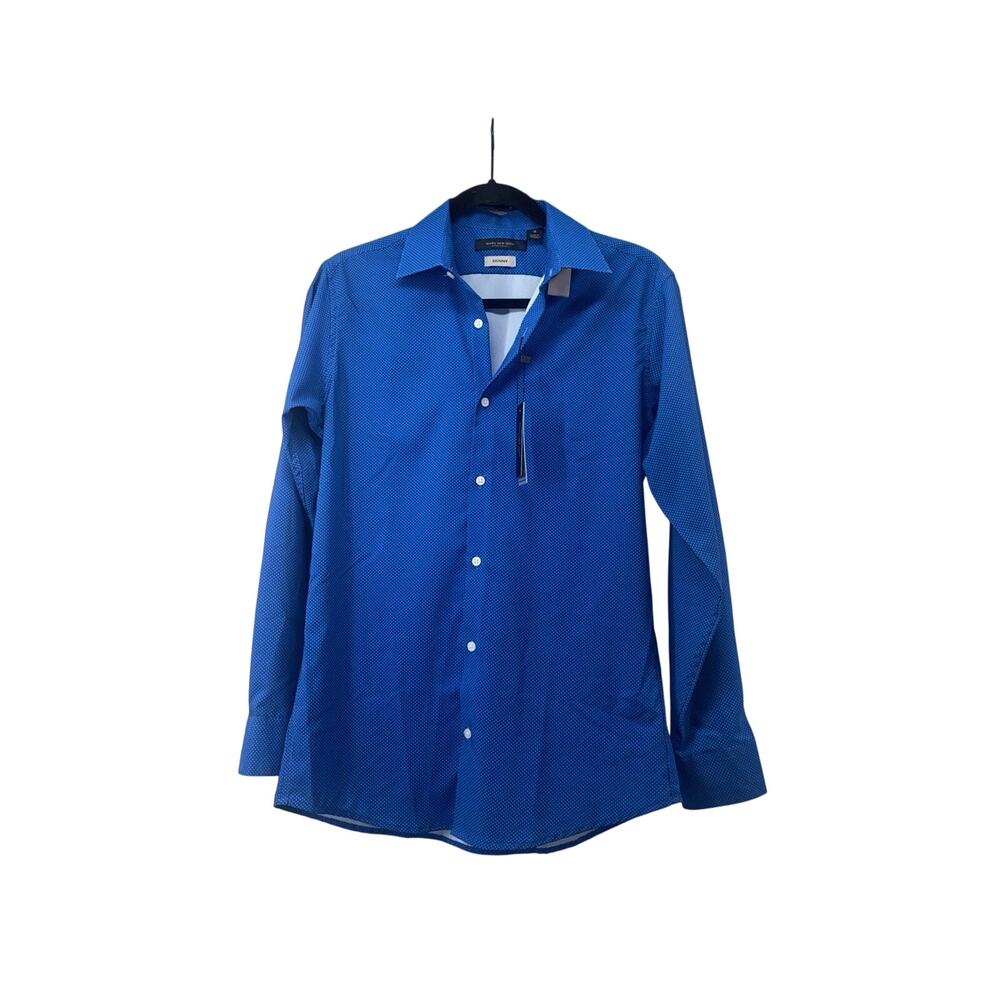NWT Marc New York Andrew Marc Slim Fit Blue Dot Dress Shirt Sz 18